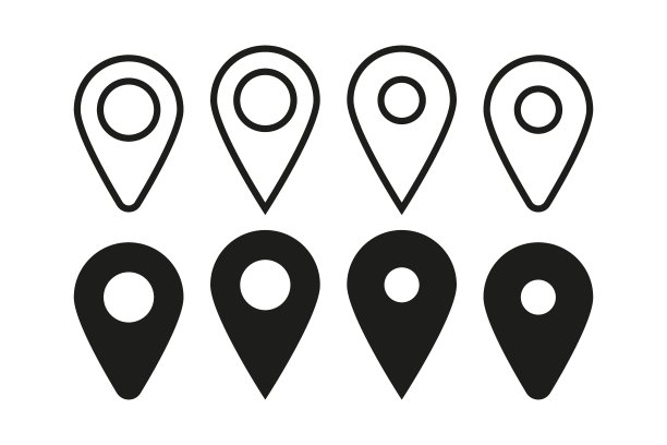 地图指针设置图标。地理定位，导航，导航仪，gps，全球，目的地，旅行，商务旅行，旅程。位置的概念。矢量黑色设置图标在白色背景上图片下载