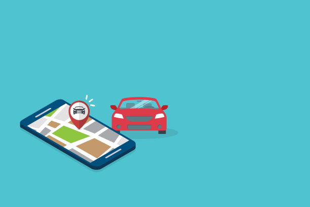 移动GPS导航，旅游旅游理念。矢量地图上的手机和汽车GPS坐标。智能手机导航上的城市道路和街道搜索。图片下载