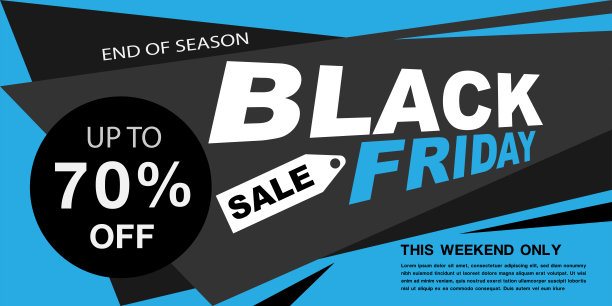 黑色星期五促销横幅推广黑白几何上的蓝色布局设计矢量图片下载