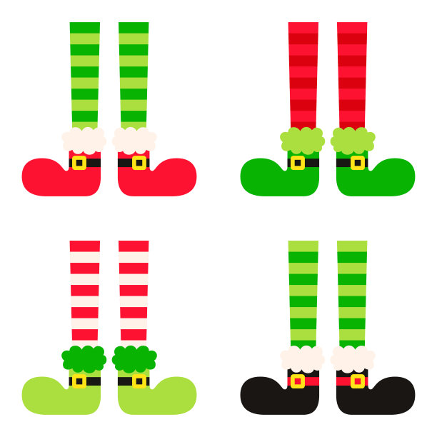 一套精灵脚在平面风格孤立图片下载