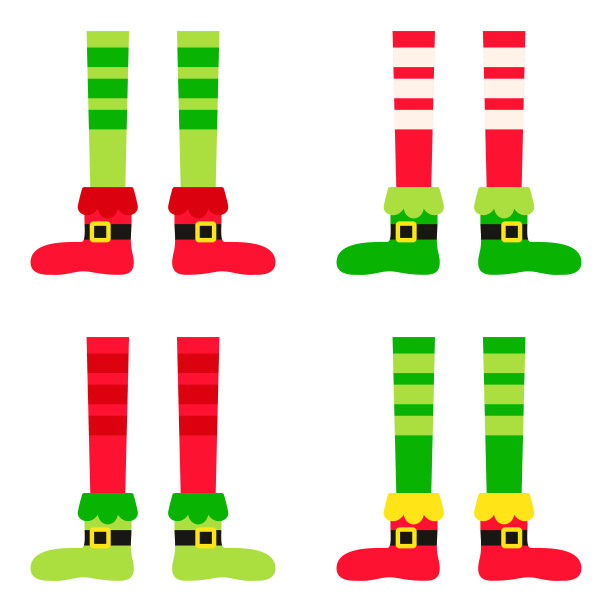 一套精灵脚在平面风格孤立图片下载