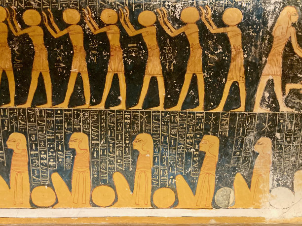 埃及卢克索帝王谷拉美西斯五世和六世墓内的墙绘图片下载