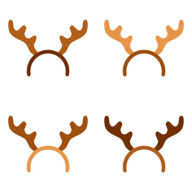 一套圣诞发带在扁平风格孤立图片下载