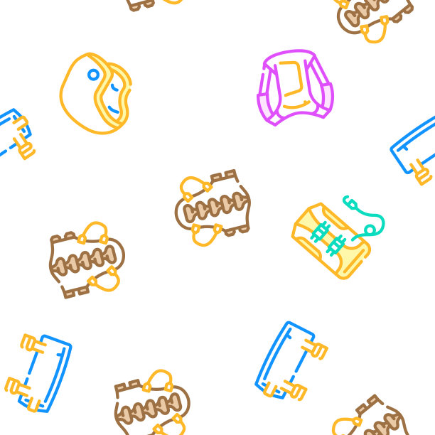 摩托车配件机车矢量无缝花纹图片下载