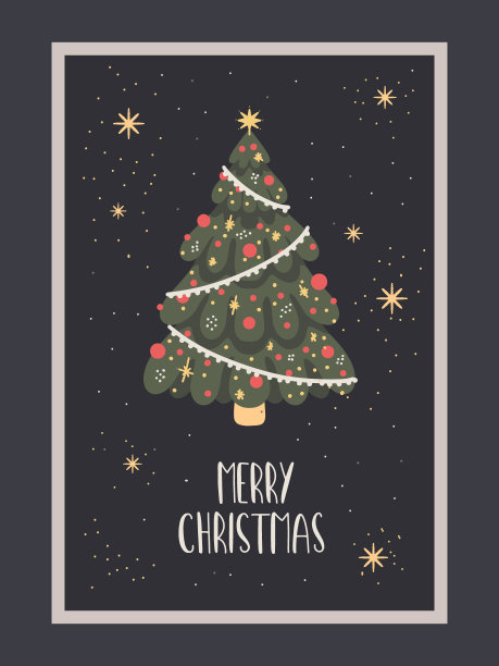 圣诞树快乐贺卡图片下载