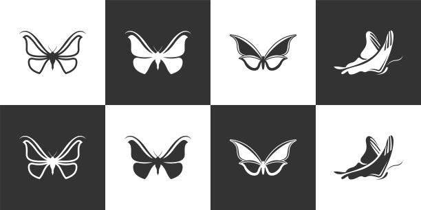 一套蝴蝶矢量标志设计模板。图片下载