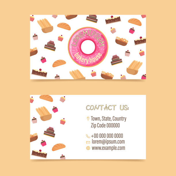 名片模板与甜甜圈和糕点的模式，为面包店或商店图片下载