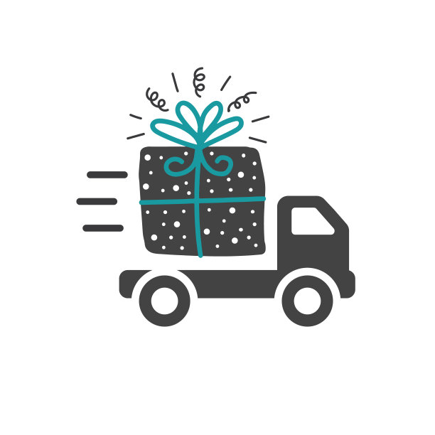 送货卡车与礼品盒，图标，矢量。图片下载