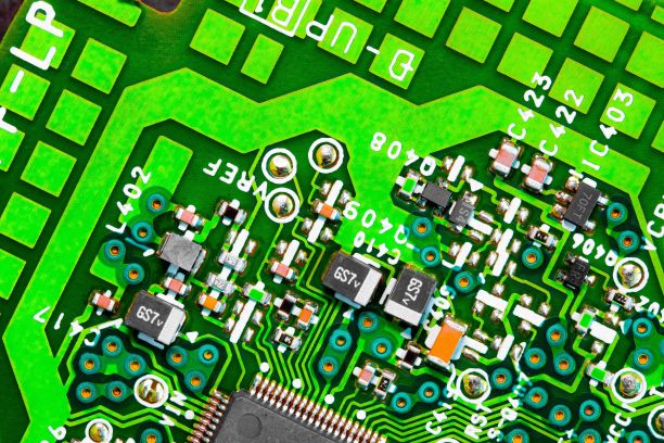 PC电路板上的元件和微芯片特写图片下载