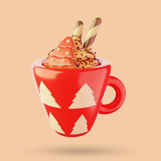 圣诞马克杯3D插图图片下载