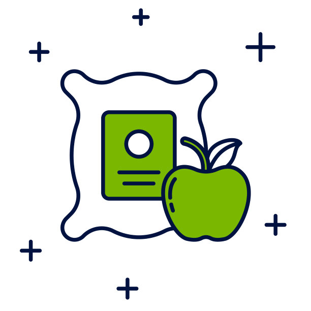 填充轮廓苹果在袋子图标孤立上图片下载