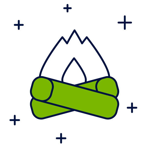 填充轮廓营火图标孤立的白色图片下载