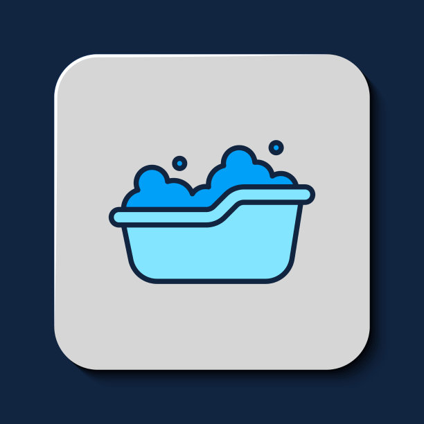 填充轮廓婴儿浴缸与泡沫泡沫图片下载