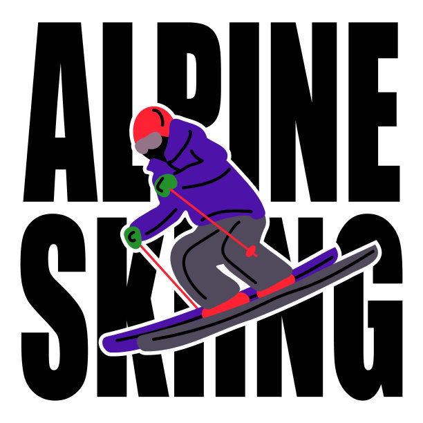 高山滑雪，矢量插图。图片下载