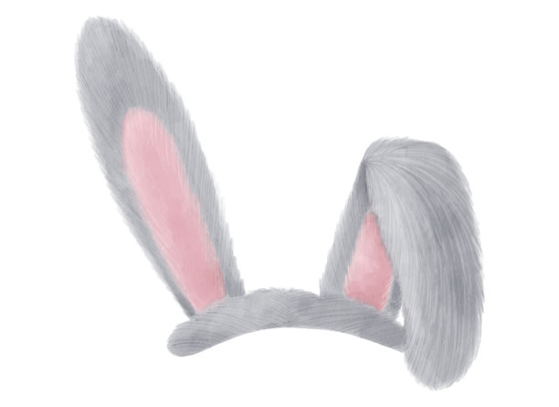 兔子的耳朵。可爱的兔子耳朵在水彩风格的形象。孤立的剪纸元素。图片下载