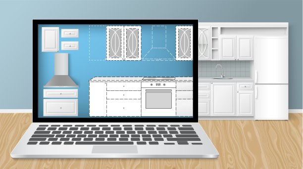 厨房室内设计草图项目平面图矢量图片下载