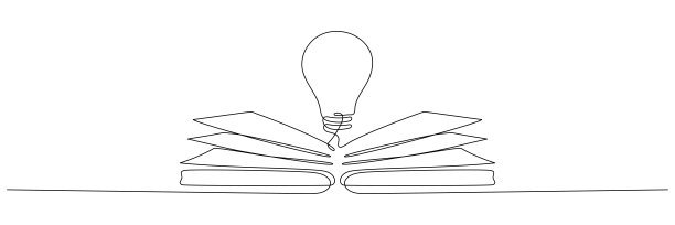 灯泡上面的书连续一行美术画。图片下载
