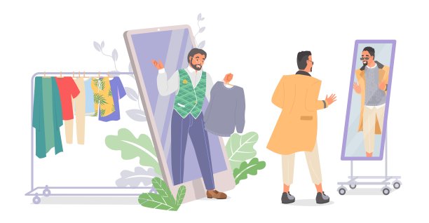 时尚在线造型师的男人矢量插画图片下载