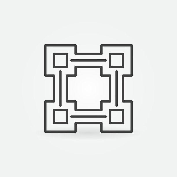 区块链线图标-矢量区块链概念元素图片下载