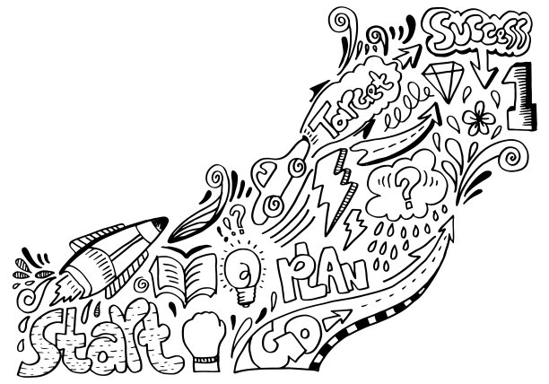 手绘创意艺术涂鸦设计概念。图片下载