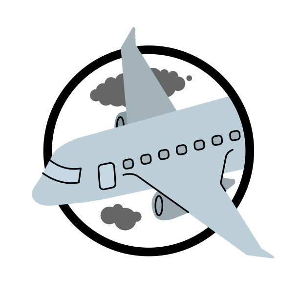 飞机产生二氧化碳，碳，气体，烟雾平面矢量插图上隔离的白色。运输造成的温室气体效应。减少二氧化碳排放，零碳足迹，阻止全球变暖。图片下载