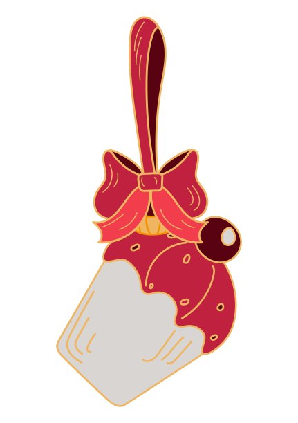 粉色和银色的松饼装饰在丝带上。孤立在白色背景中图片下载