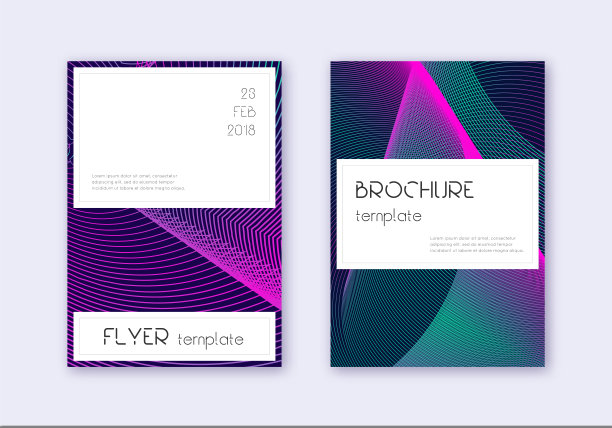 时尚的封面设计模板集。霓虹灯抽象l图片下载