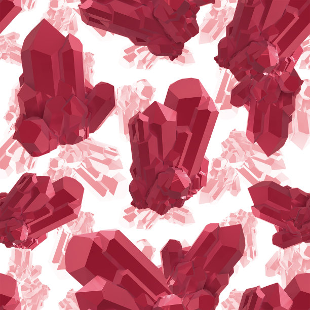 无缝图案与红色晶体半宝石，宝石。用于纺织品，织物，墙纸的插图图片下载