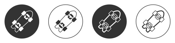 黑色长板或滑板巡洋舰图标图片下载