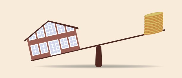 金融尺度用房地产和硬币，平矢量股票插图孤立图片下载