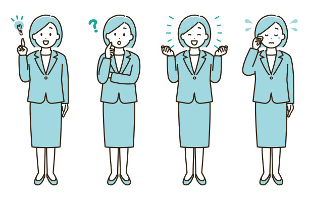 套装女性面部表情变化插图②(浅蓝色版)图片下载