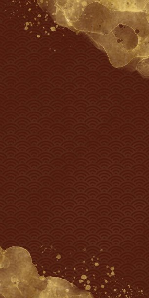 日式垂直横幅。金色酒精墨水艺术和闪闪发光的红色seigaiha日本背景。现代的框架。带有文本空间的节日模板图片下载