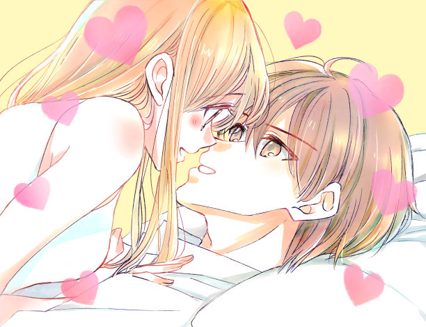 一个男人触摸一个女人的插图图片下载