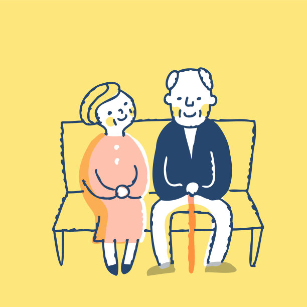 一对老夫妇坐在长凳上图片下载