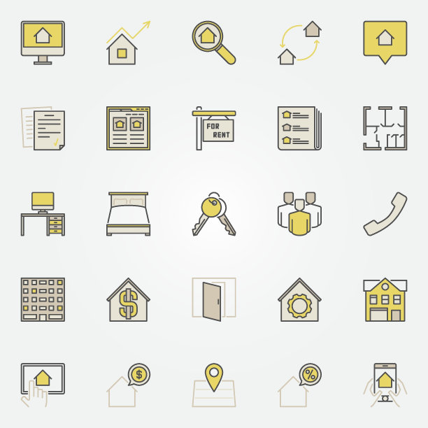 房屋租金彩色图标图片下载