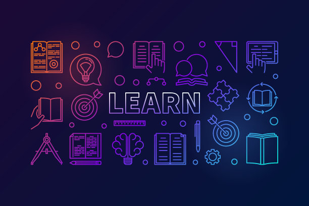 学习矢量彩色教育横向插图图片下载