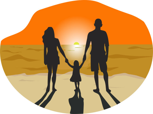 幸福的家庭享受日落图片下载