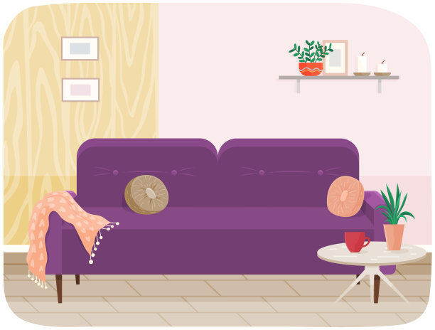 客厅家具设计，现代家居室内元素。沙发图片下载