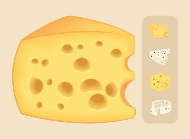 逼真的奶酪图标套装图片下载