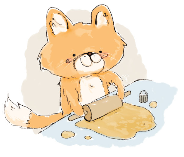 卡通狐狸烤饼干插图图片下载