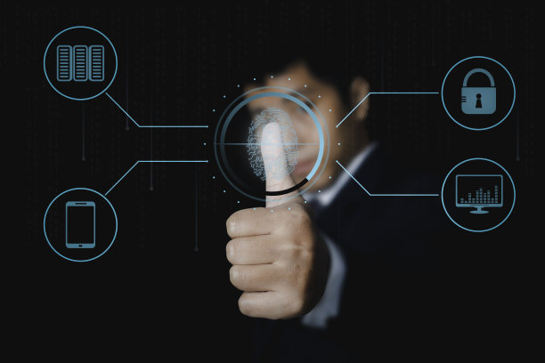 指纹扫描仪的未来数字处理生物特征识别。图片下载