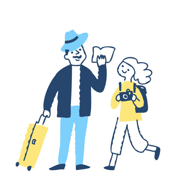 微笑的男人和女人在旅行图片下载