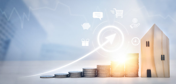 币堆前木家和箭商，存钱理念，房产投资，房屋贷款，反向抵押，金币币堆成长，存钱币堆未来为家图片下载