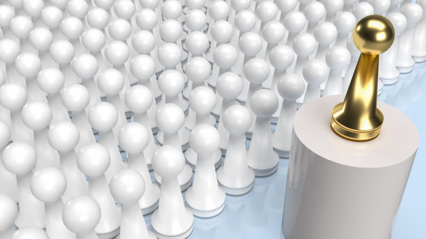 金棋和白棋用于商业或抽象概念的3d渲染图片下载