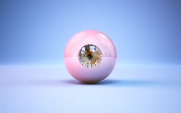 逼真明亮的眼球混合颜色，蓝色无尽的背景图片下载