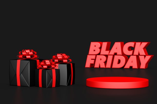空的产品展示区与黑色星期五的概念，礼品盒图片下载