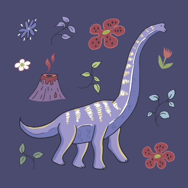 恐龙集合矢量插图集。图片下载