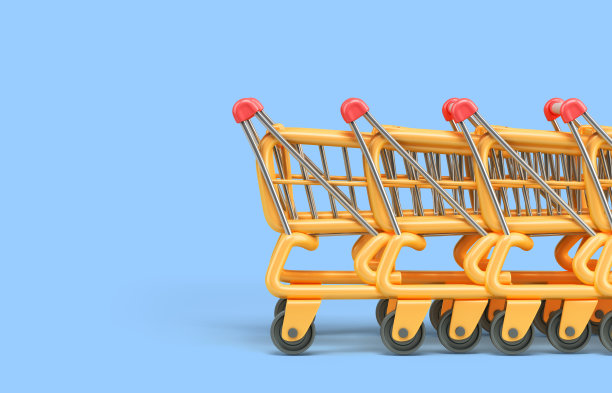 空香椿黄色购物车3d渲染在蓝色图片下载