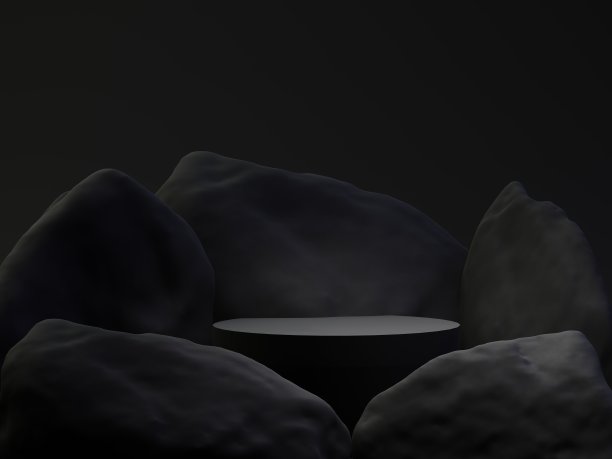 3d黑色石头最小的平台与复制空间的产品推广图片下载