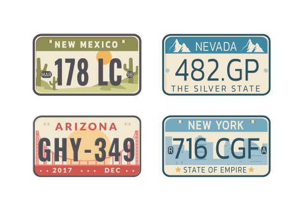 一套美国各州汽车车牌图片下载